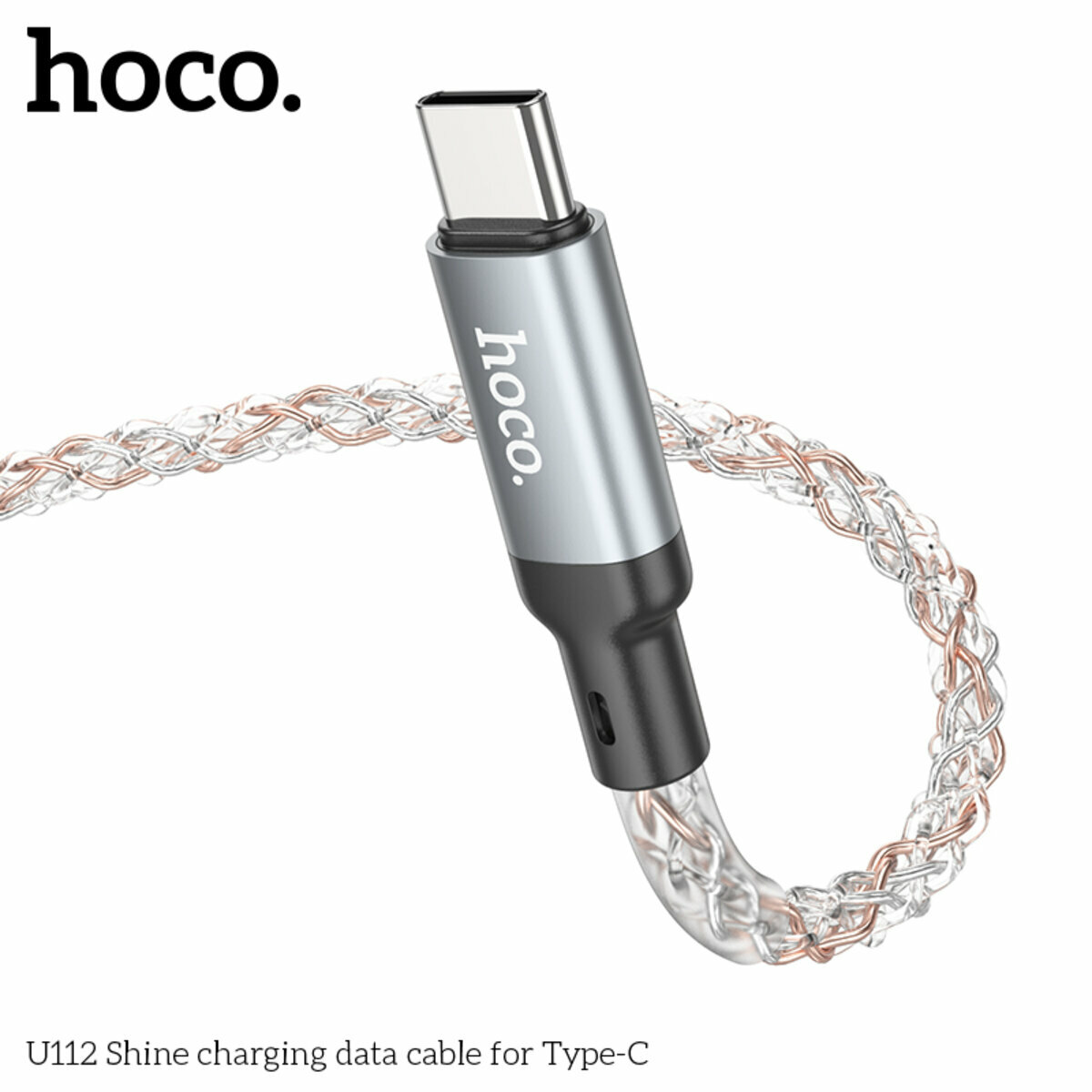 Кабель Hoco U112 Shine USB to Type-C 1м серый (HC-U112-UC-Gray) смотреть фото №5
