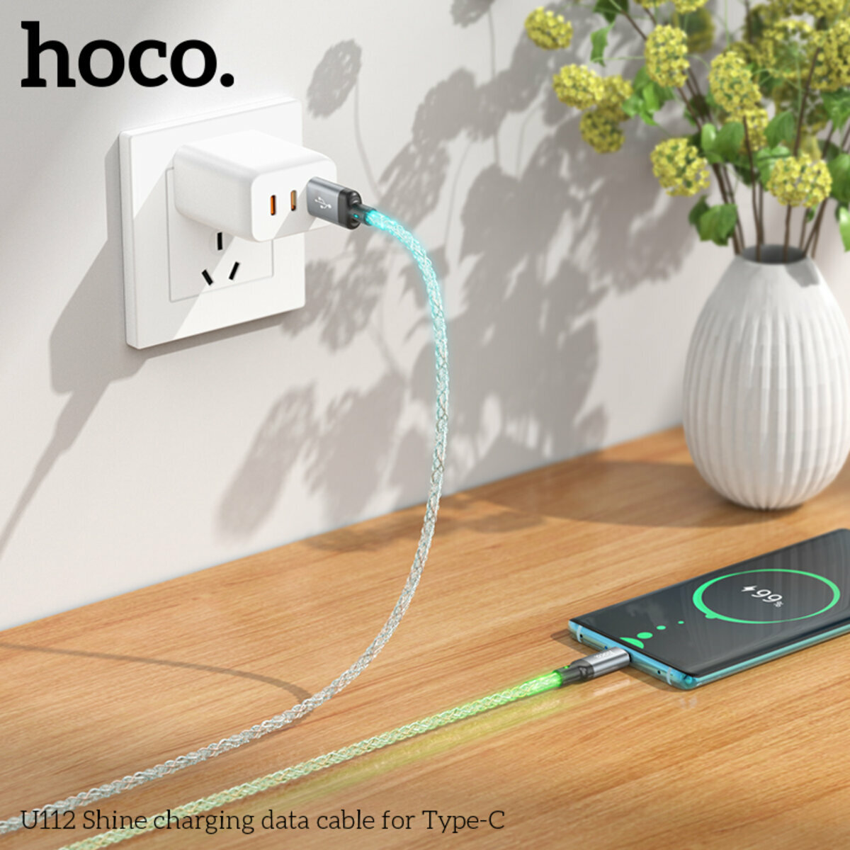 Кабель Hoco U112 Shine USB to Type-C 1м серый (HC-U112-UC-Gray) смотреть фото №6