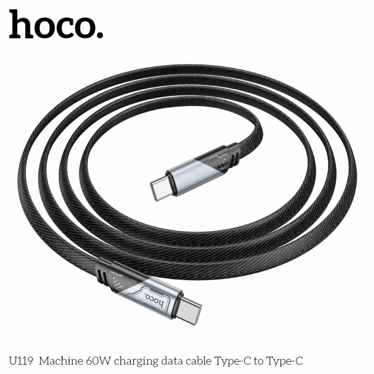 Кабель Hoco U119 Machine 60W Type-C to Type-C 1.2м черный (HC-U119-CC-Black) смотреть фото №5