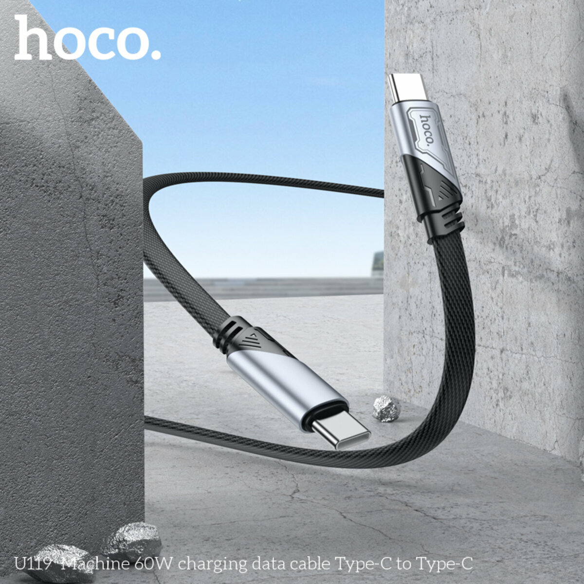 Кабель Hoco U119 Machine 60W Type-C to Type-C 1.2м черный (HC-U119-CC-Black) смотреть фото №4