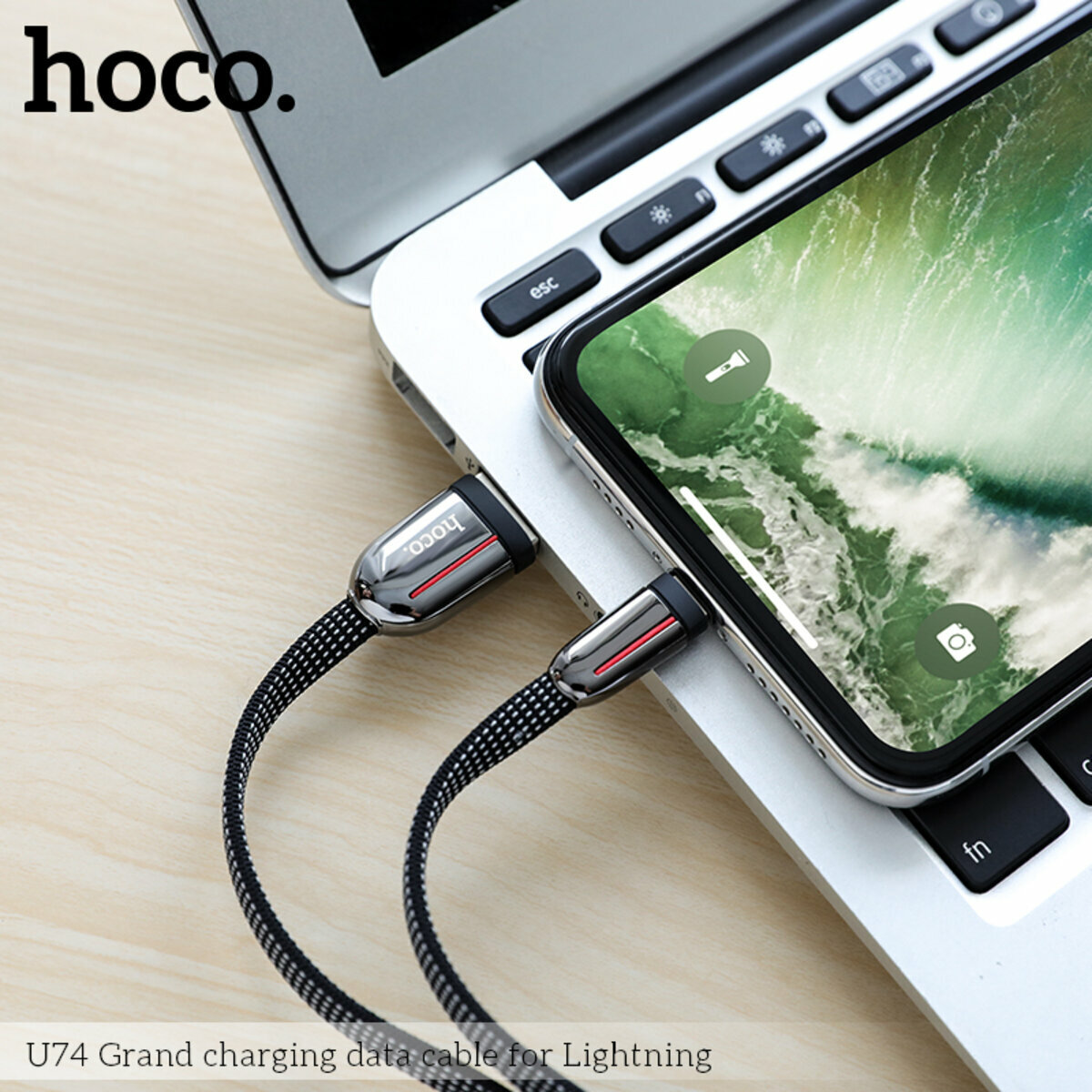 Кабель Hoco U74 Grand USB to Lightning 1.2м чорний (HC-U74-UL-Black) дивитися фото №2