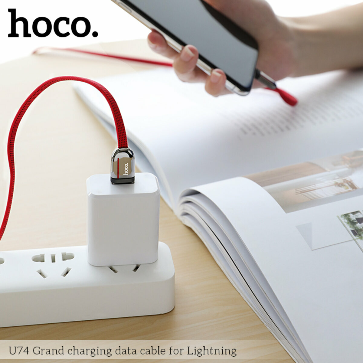 Кабель Hoco U74 Grand USB to Lightning 1.2м чорний (HC-U74-UL-Black) дивитися фото №3