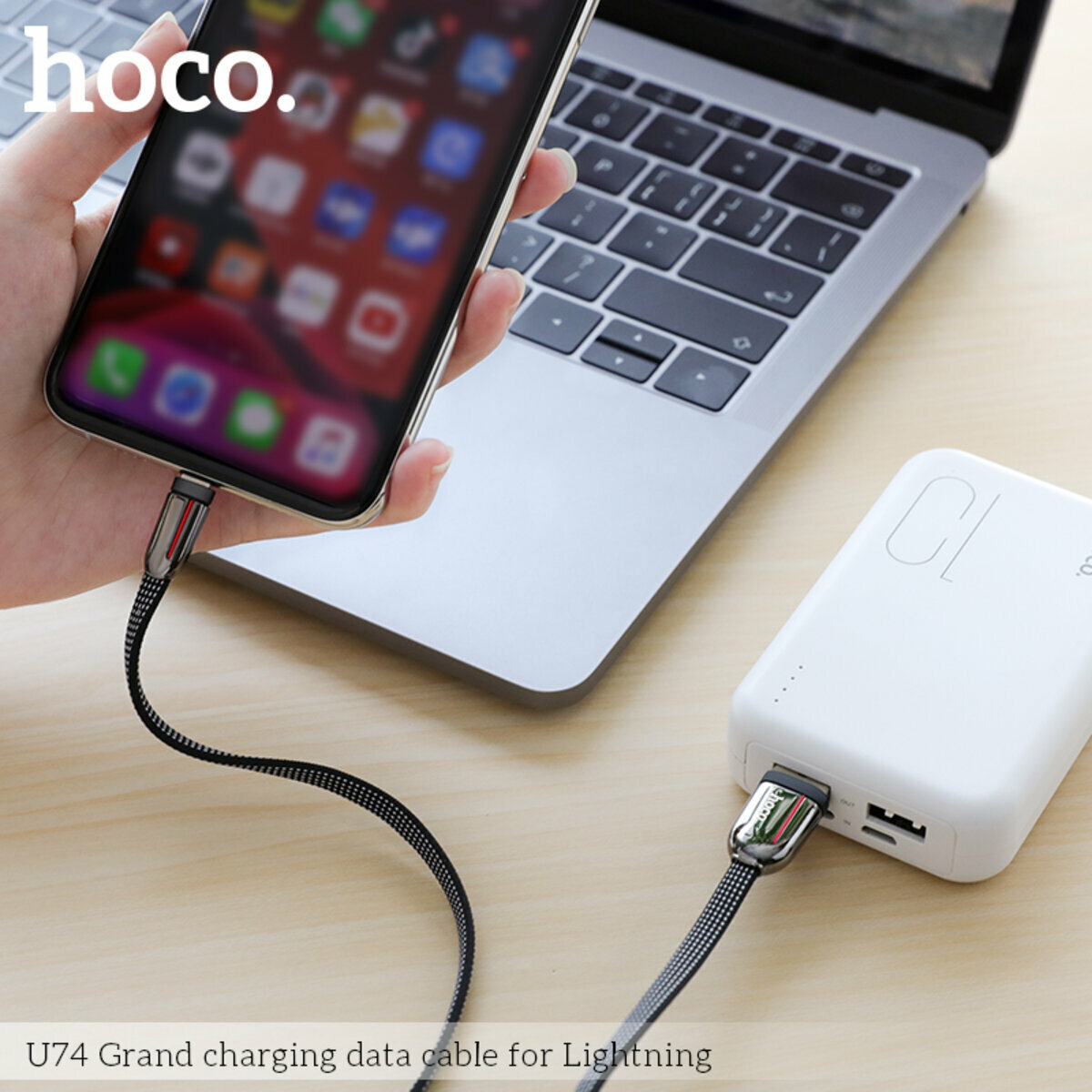 Кабель Hoco U74 Grand USB to Lightning 1.2м чорний (HC-U74-UL-Black) дивитися фото №7