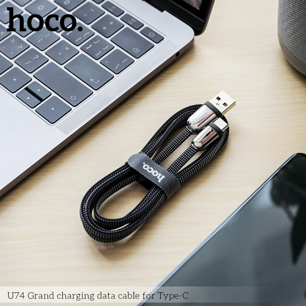 Кабель Hoco U74 Grand USB to Type-C 1.2м черный (HC-U74-UC-Black) смотреть фото №3