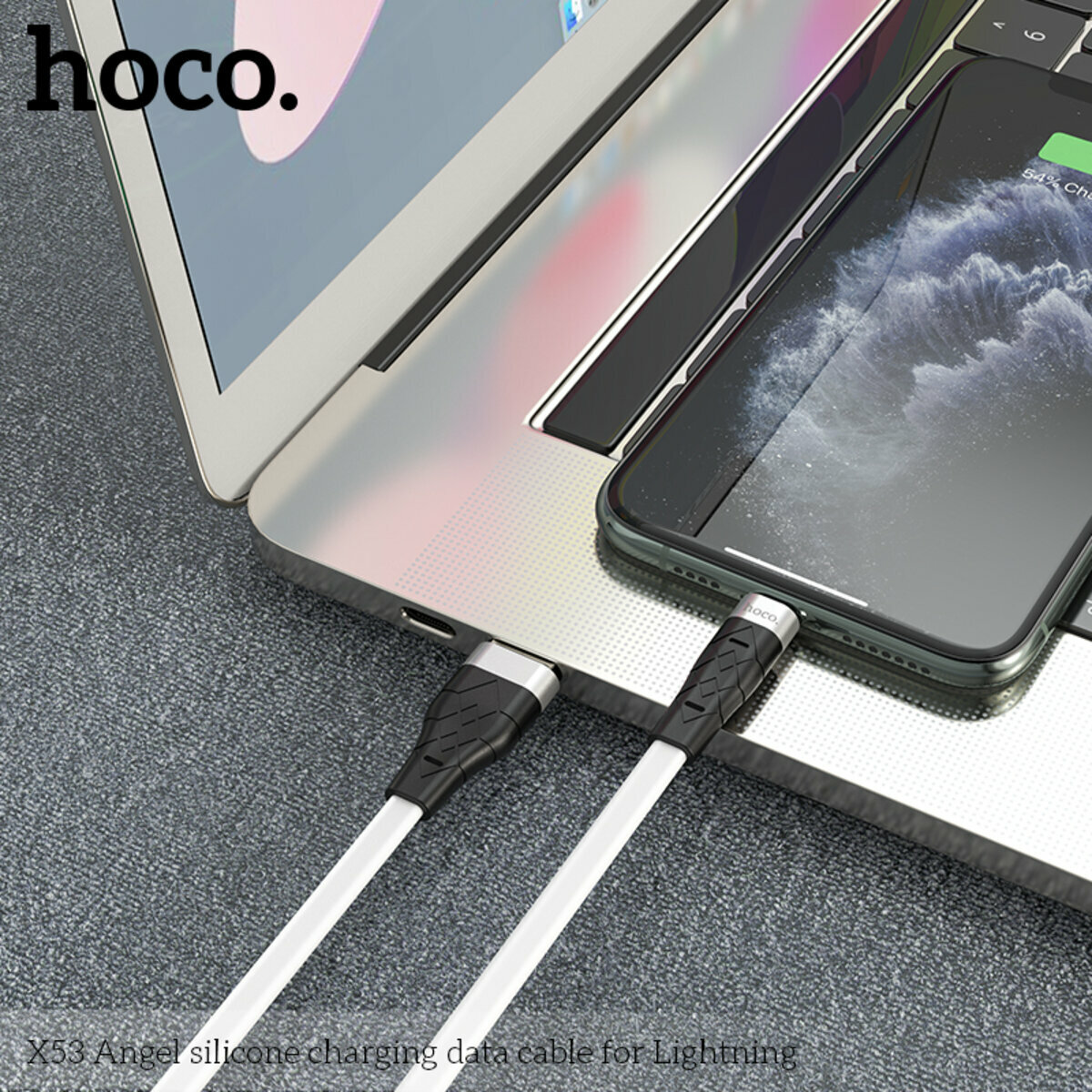 Кабель Hoco X53 Angel silicone USB to Lightning 1м чорний (HC-X53-UL-Black) дивитися фото №6