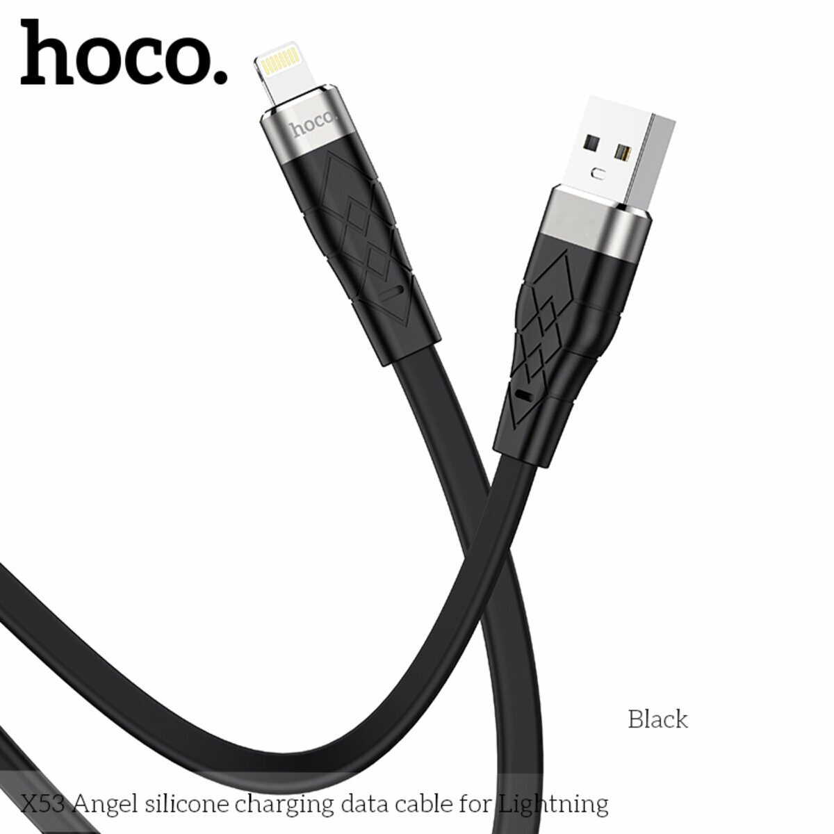 Кабель Hoco X53 Angel silicone USB to Lightning 1м чорний (HC-X53-UL-Black) дивитися фото №4