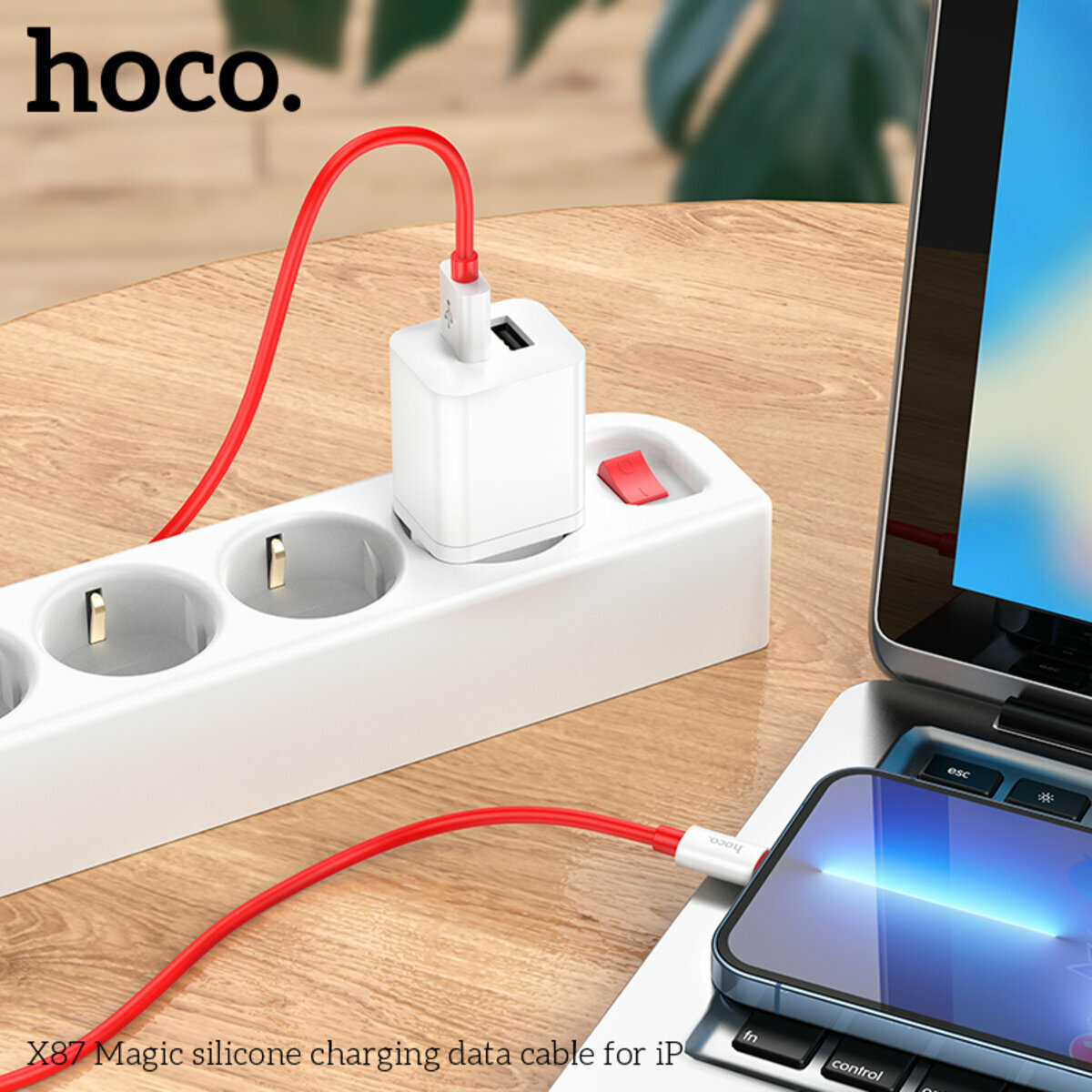 Кабель Hoco X87 Magic silicone USB to Lightning 1м білий (HC-X87-UL-White) дивитися фото №3