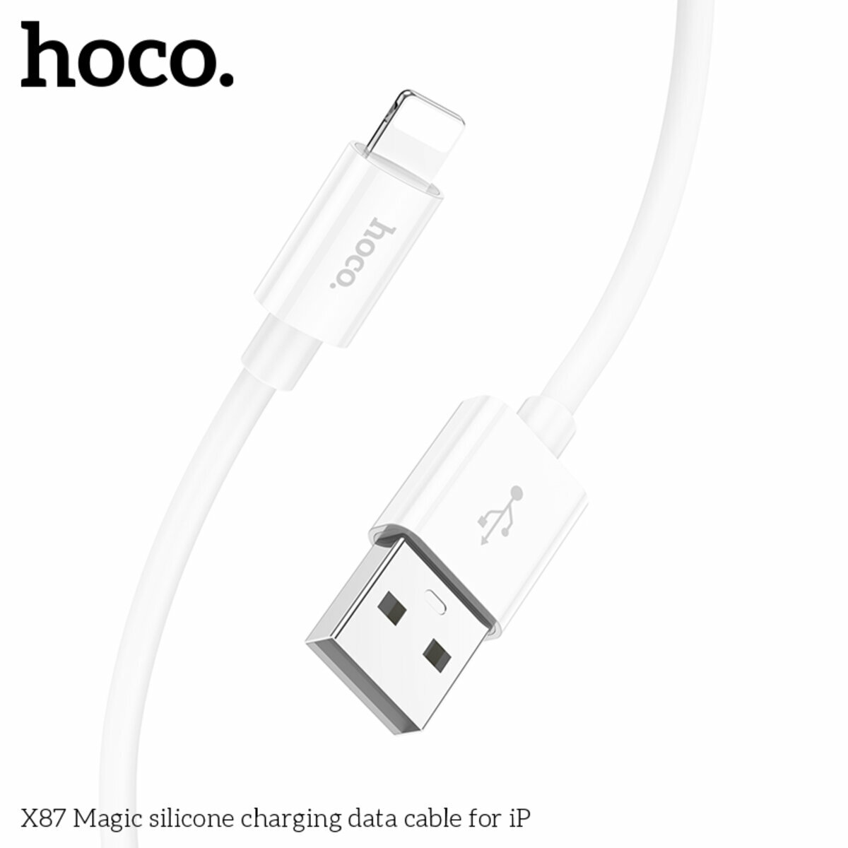 Кабель Hoco X87 Magic silicone USB to Lightning 1м білий (HC-X87-UL-White) дивитися фото №6