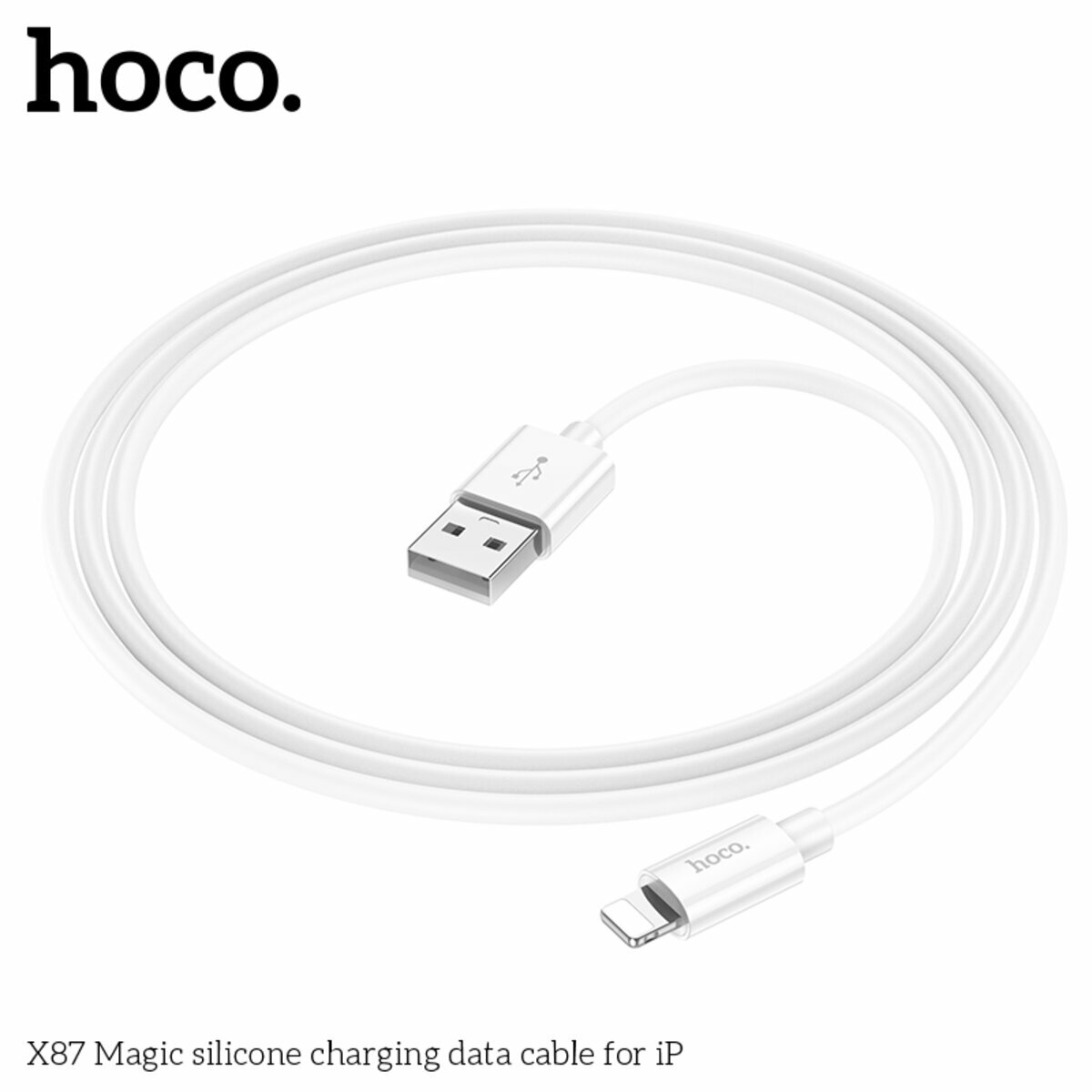 Кабель Hoco X87 Magic silicone USB to Lightning 1м білий (HC-X87-UL-White) дивитися фото №5