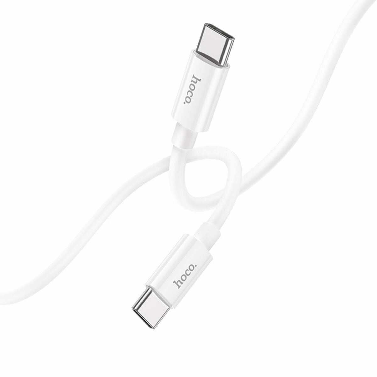Кабель Hoco X87 Magic silicone Type-C to Type-C 60W PD 1м белый (HC-X87-CC-White) смотреть фото №1