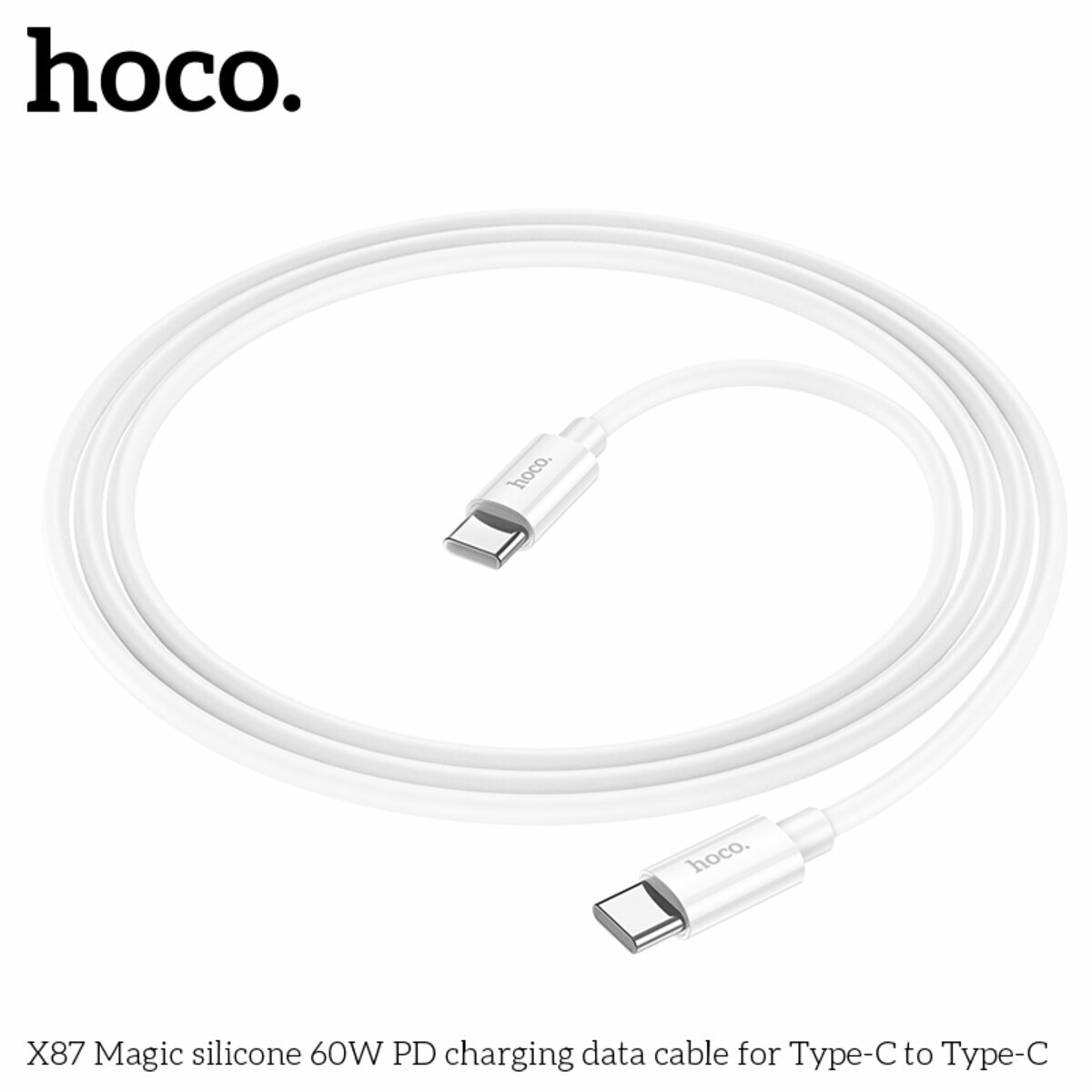 Кабель Hoco X87 Magic silicone Type-C to Type-C 60W PD 1м белый (HC-X87-CC-White) смотреть фото №5