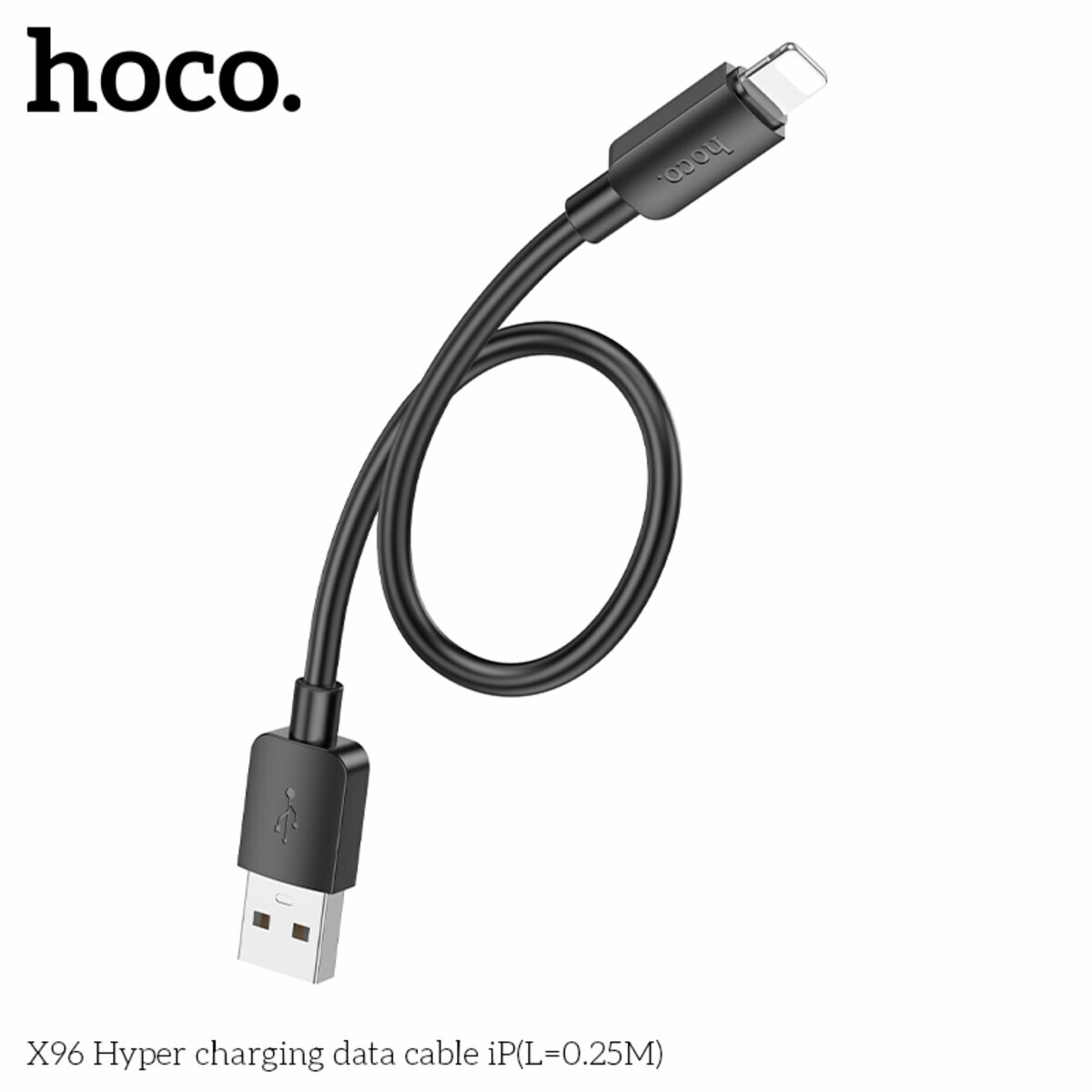 Кабель Hoco X96 Hyper USB to Lightning 0,25м чорний (HC-X96-UL-0.25m-Black) дивитися фото №5