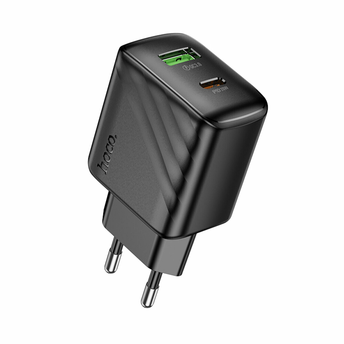 Мережевий зарядний пристрій Hoco CS25A Rico PD20W+QC3.0 чорний (HC-CS25A-Black) дивитися фото №1