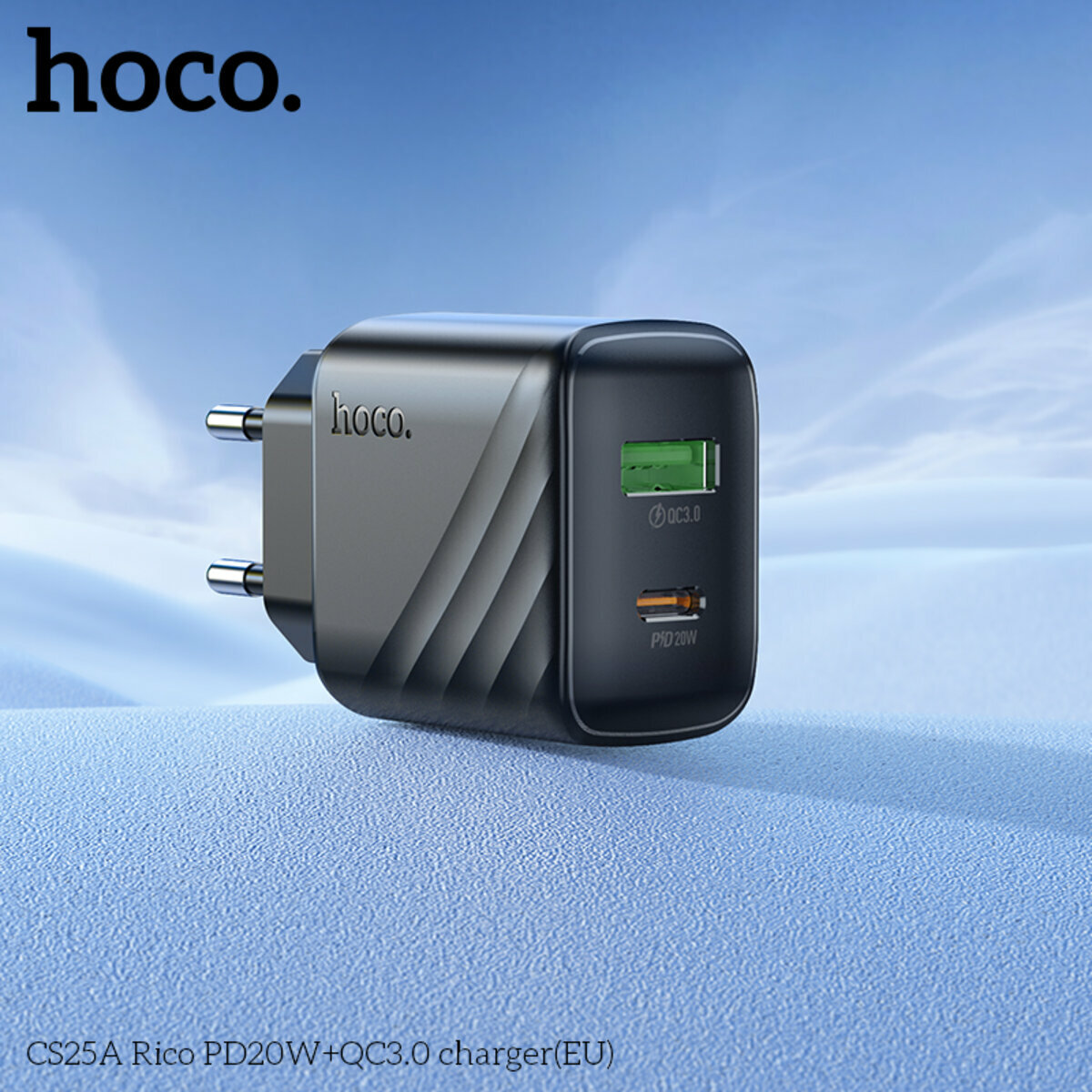 Мережевий зарядний пристрій Hoco CS25A Rico PD20W+QC3.0 чорний (HC-CS25A-Black) дивитися фото №8
