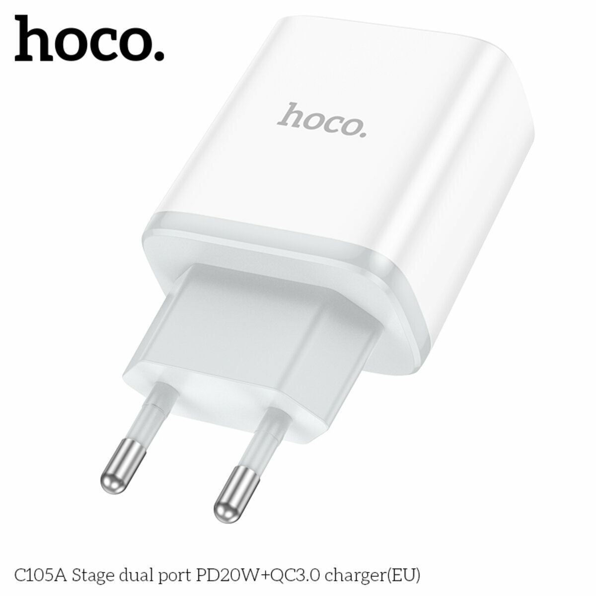 Мережевий зарядний пристрій Hoco C105A Stage PD20W+QC3.0 білий (HC-C105A-White) дивитися фото №8
