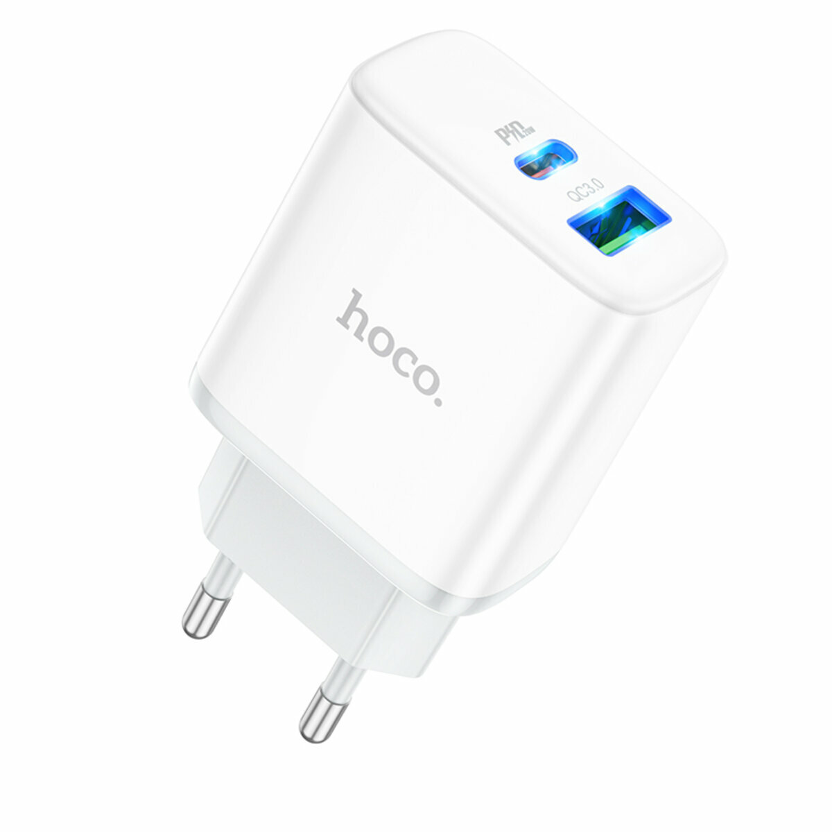 Мережевий зарядний пристрій Hoco C105A Stage PD20W+QC3.0 білий (HC-C105A-White) дивитися фото №1