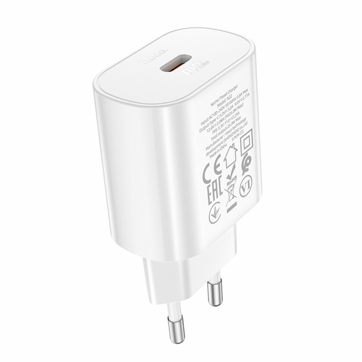 Мережевий зарядний пристрій Hoco N22 Jetta PD25W білий (HC-N22-White) дивитися фото №1