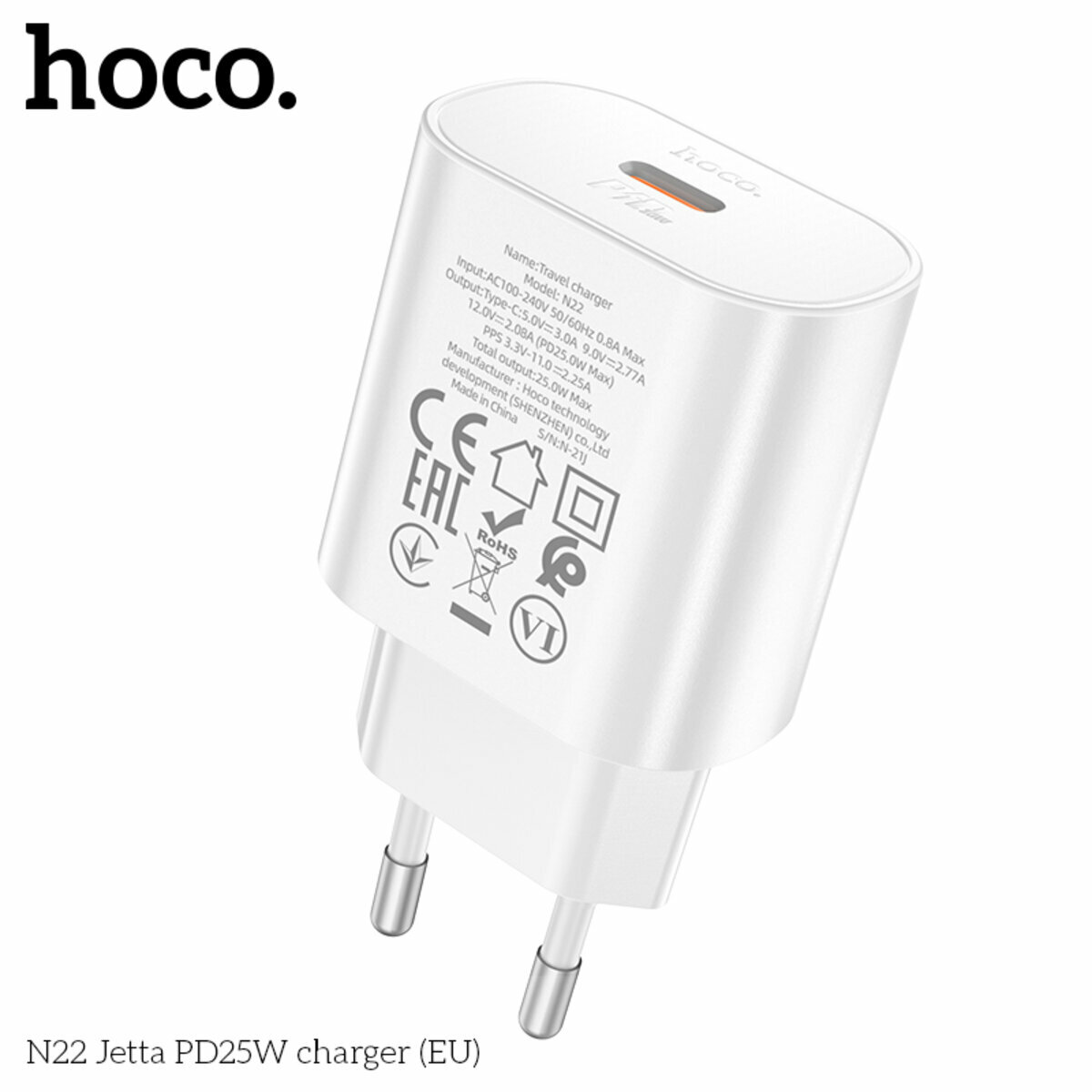 Мережевий зарядний пристрій Hoco N22 Jetta PD25W білий (HC-N22-White) дивитися фото №8