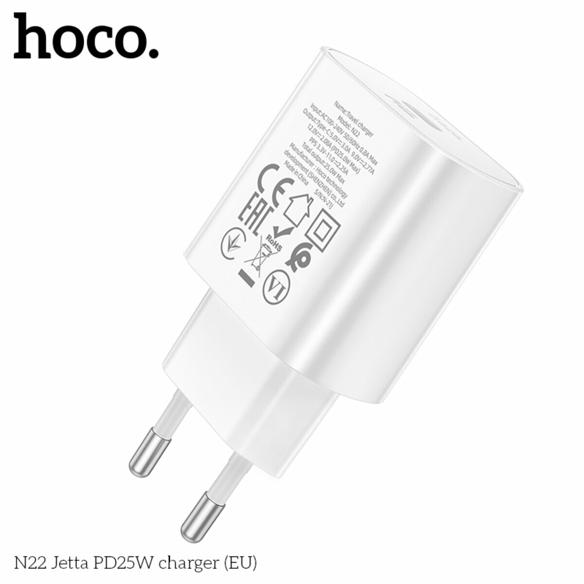 Мережевий зарядний пристрій Hoco N22 Jetta PD25W білий (HC-N22-White) дивитися фото №4