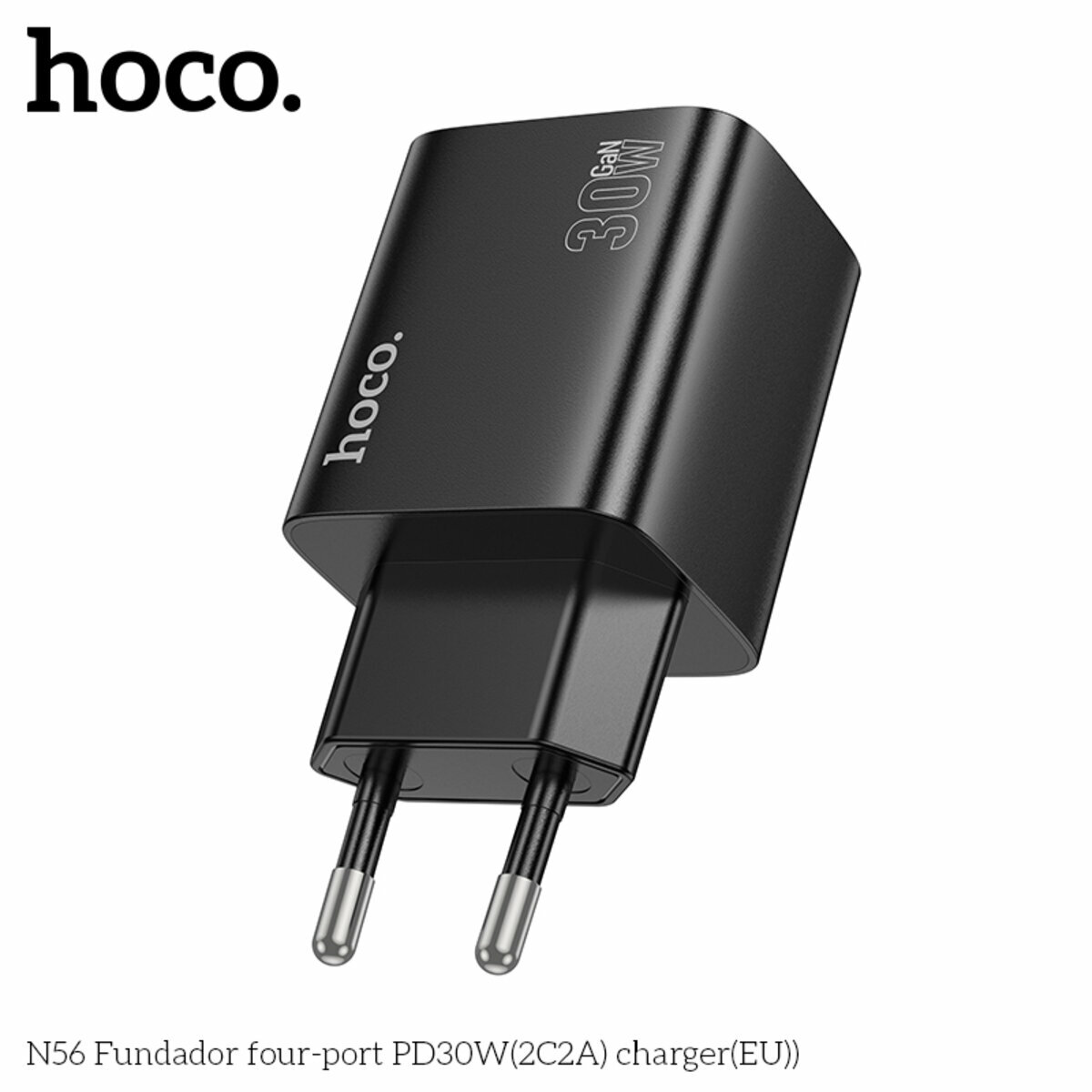 Мережевий зарядний пристрій Hoco N56 Fundador PD30W(2C2A) чорний (HC-N56-Black) дивитися фото №6