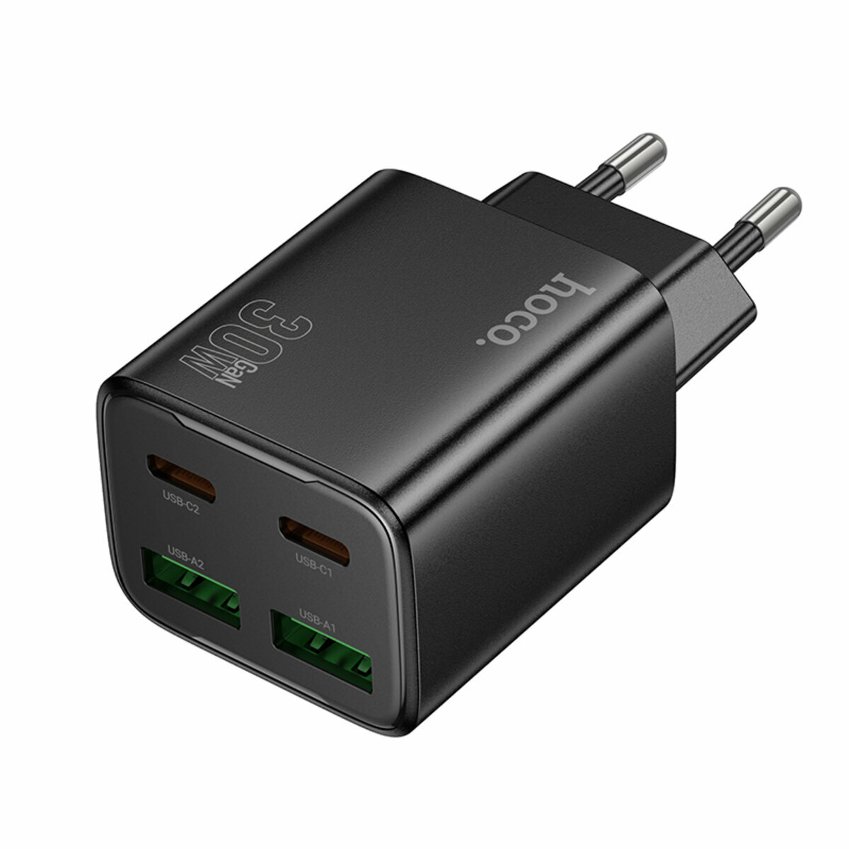 Мережевий зарядний пристрій Hoco N56 Fundador PD30W(2C2A) чорний (HC-N56-Black) дивитися фото №1