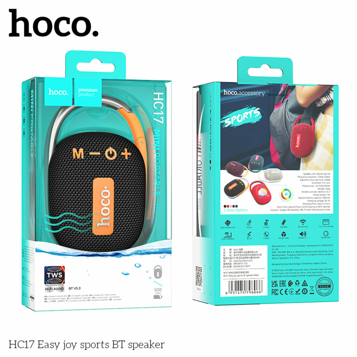 Портативна Акустика Hoco HC17 Easy Joy Sports BT Speaker чорна (HC-HC17-Black) дивитися фото №4
