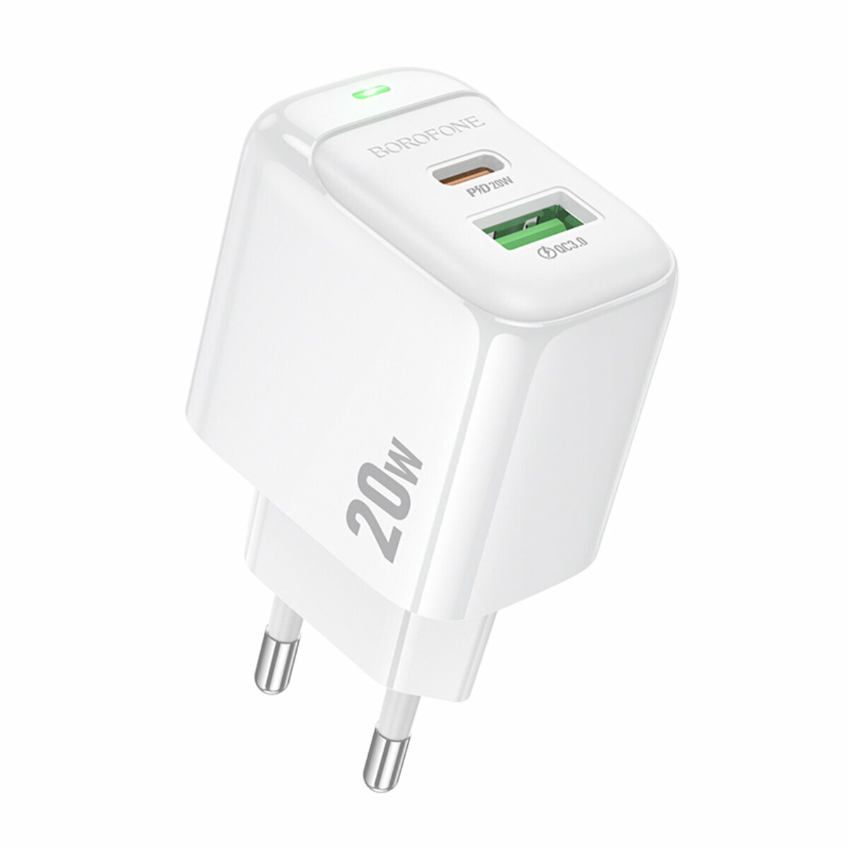Мережевий зарядний пристрій Borofone BAS44A Potential PD20W+QC3.0 білий (BF-BAS44A-White) дивитися фото №1