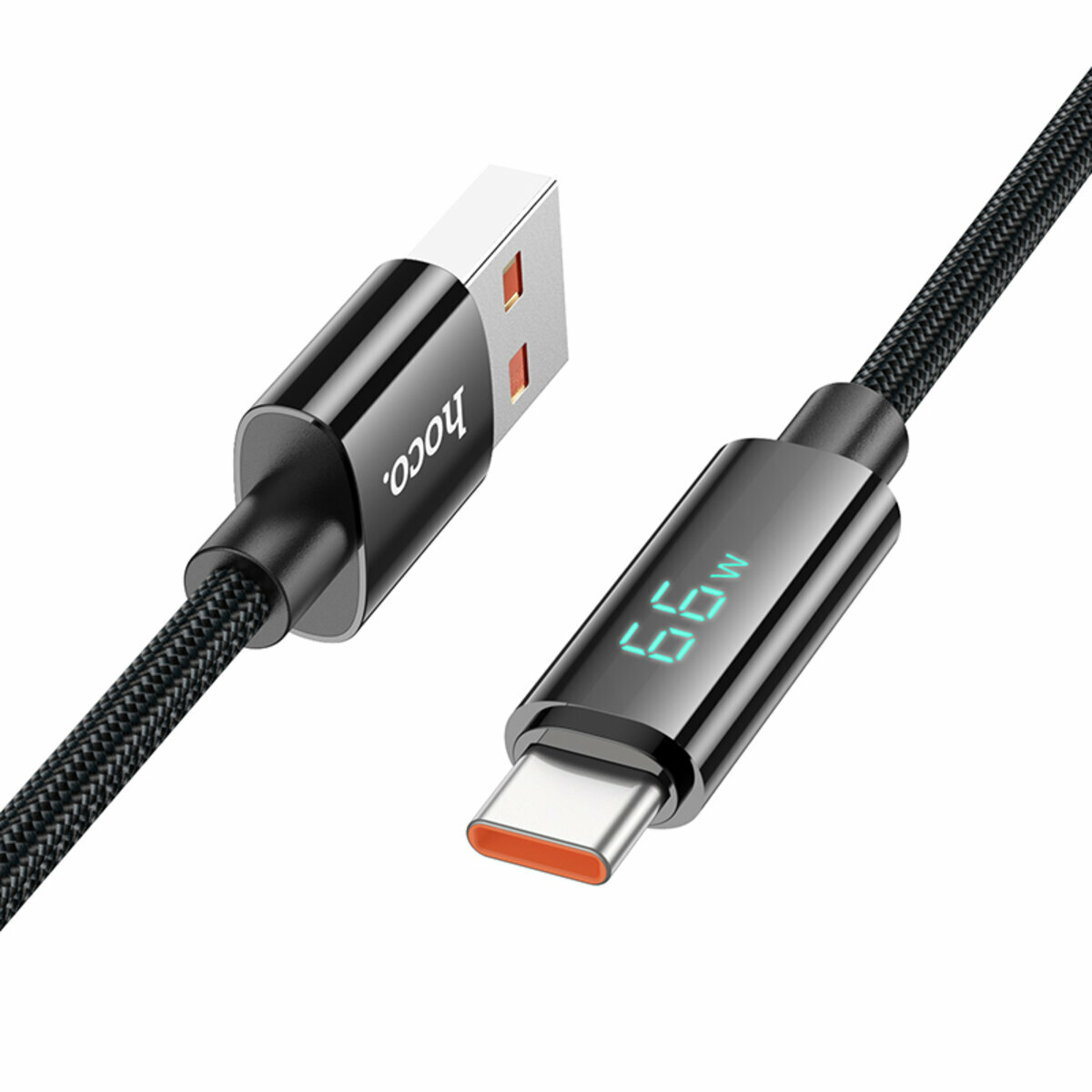 Кабель Hoco U125 Benefit 5A с дисплеем USB to Type-C 1.2м черный (HC-U125-UC-Black) смотреть фото №1