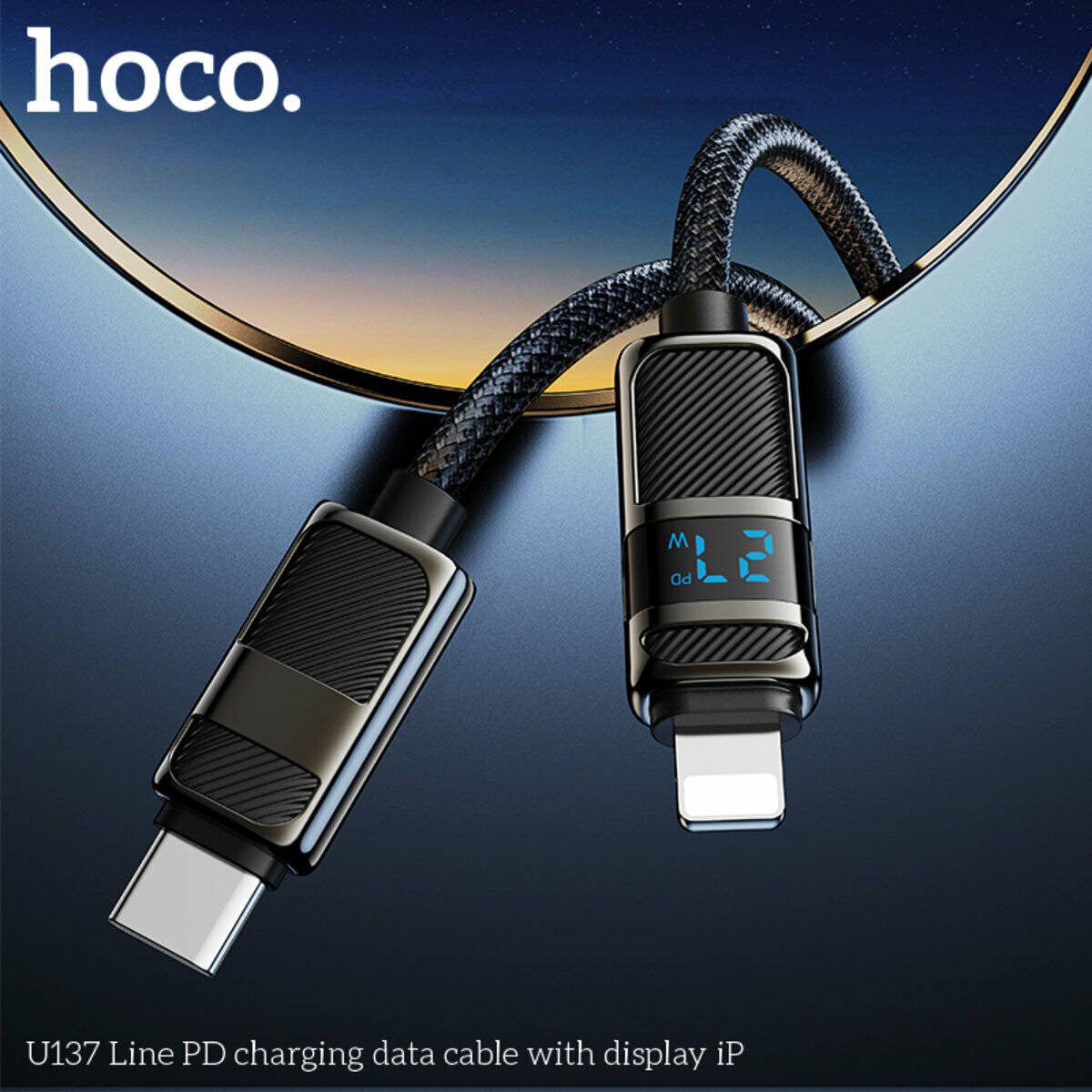 Кабель Hoco U137 Line PD с дисплеем Type-C to Lightning 1.2м черный (HC-U137-L-Black) смотреть фото №4