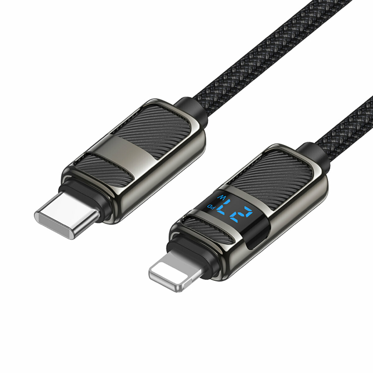 Кабель Hoco U137 Line PD с дисплеем Type-C to Lightning 1.2м черный (HC-U137-L-Black) смотреть фото №1