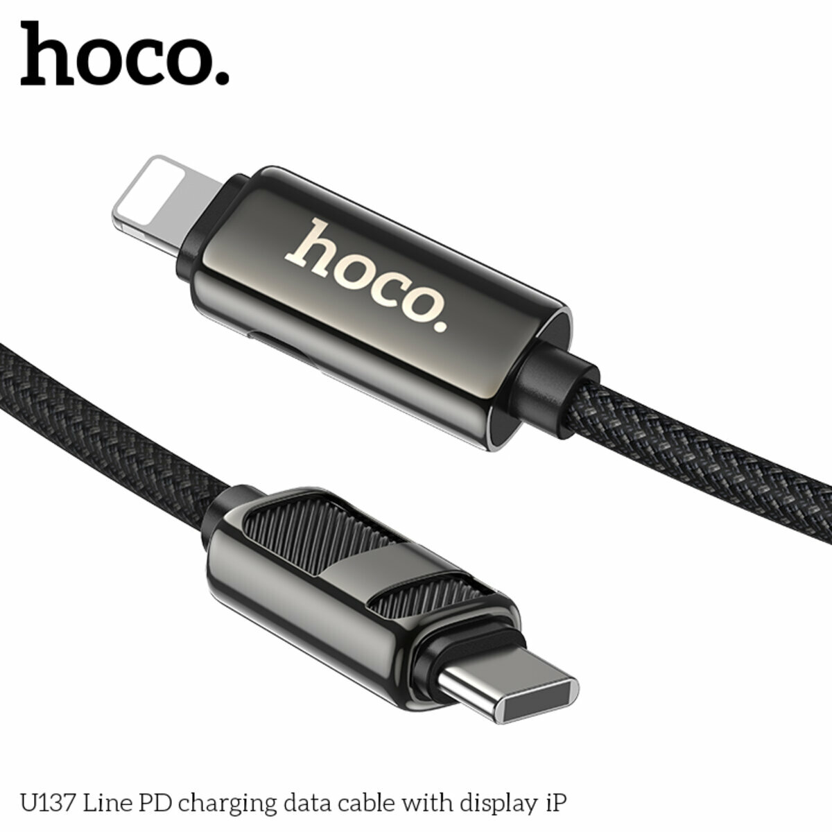 Кабель Hoco U137 Line PD с дисплеем Type-C to Lightning 1.2м черный (HC-U137-L-Black) смотреть фото №6