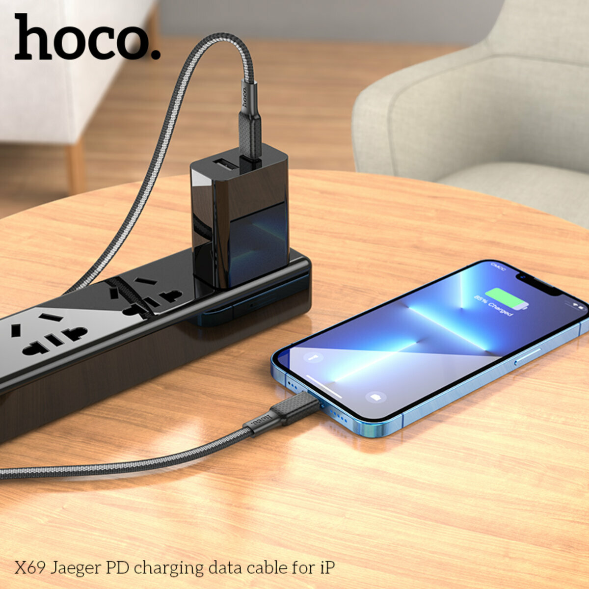 Кабель Hoco X69 Jaeger Type-C to Lightning 1м черный (HC-X69-L-Black) смотреть фото №4