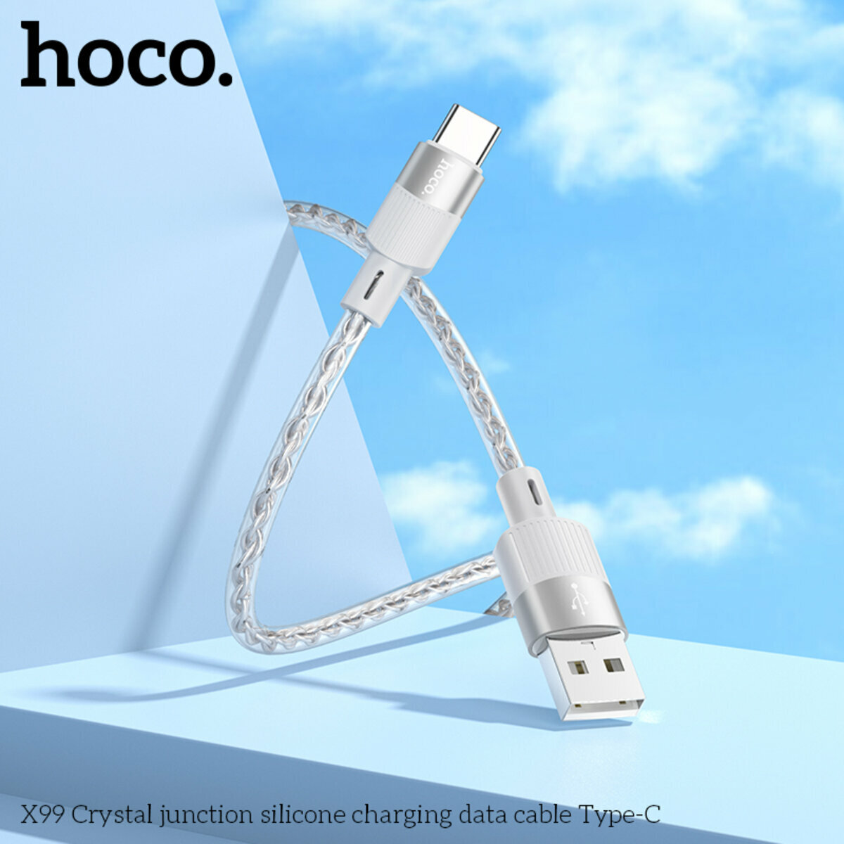 Кабель Hoco X99 Crystal junction silicone USB to Type-C 1м серый (HC-X99-UC-Gray) смотреть фото №3