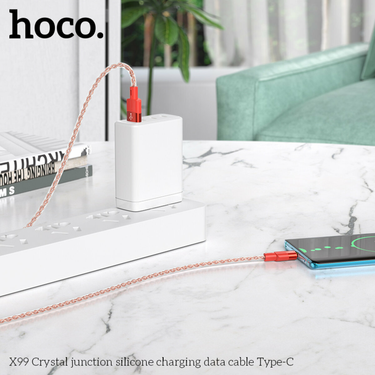 Кабель Hoco X99 Crystal junction silicone USB to Type-C 1м серый (HC-X99-UC-Gray) смотреть фото №4