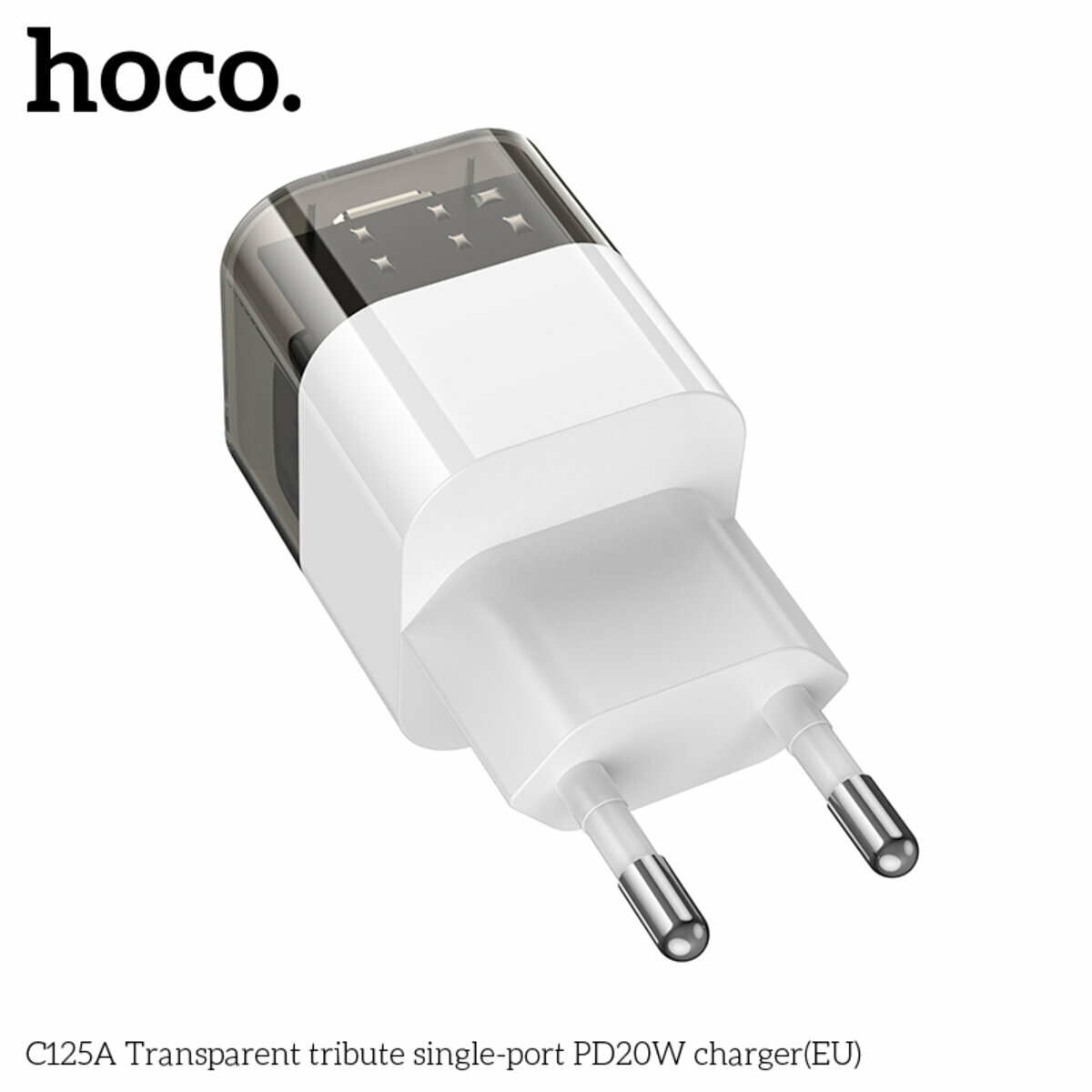 Мережевий зарядний пристрій Hoco C125A Transparent tribute PD20W чорний прозорий (HC-C125A-Black) дивитися фото №5