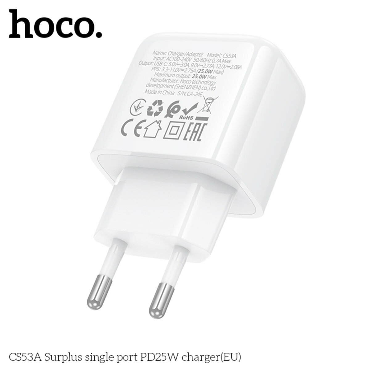 Мережевий зарядний пристрій Hoco CS53A Surplus PD25W білий (HC-CS53A-White) дивитися фото №4