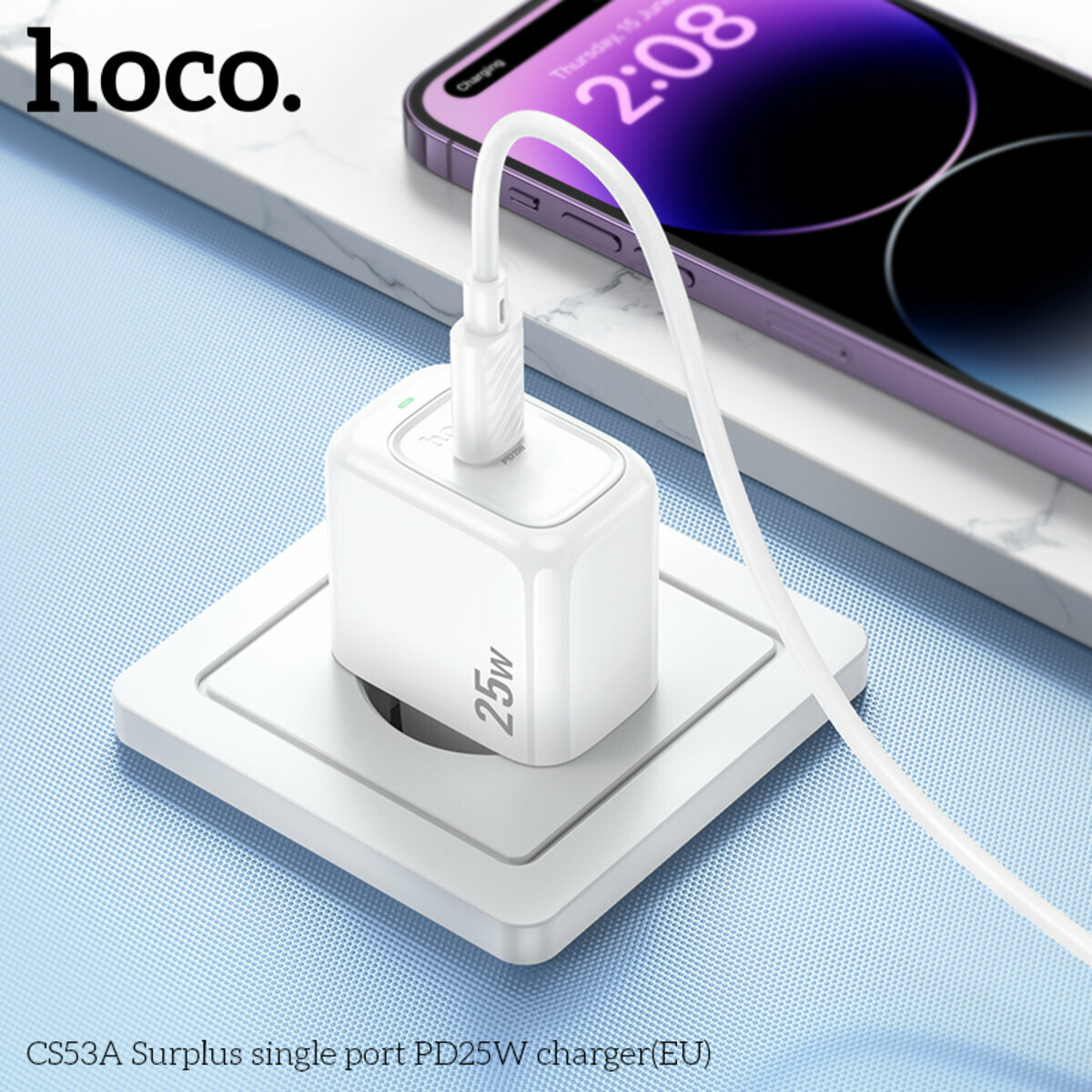 Мережевий зарядний пристрій Hoco CS53A Surplus PD25W білий (HC-CS53A-White) дивитися фото №3