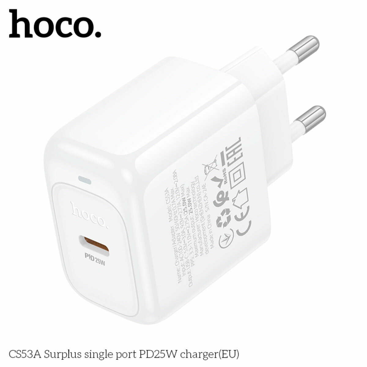 Мережевий зарядний пристрій Hoco CS53A Surplus PD25W білий (HC-CS53A-White) дивитися фото №8