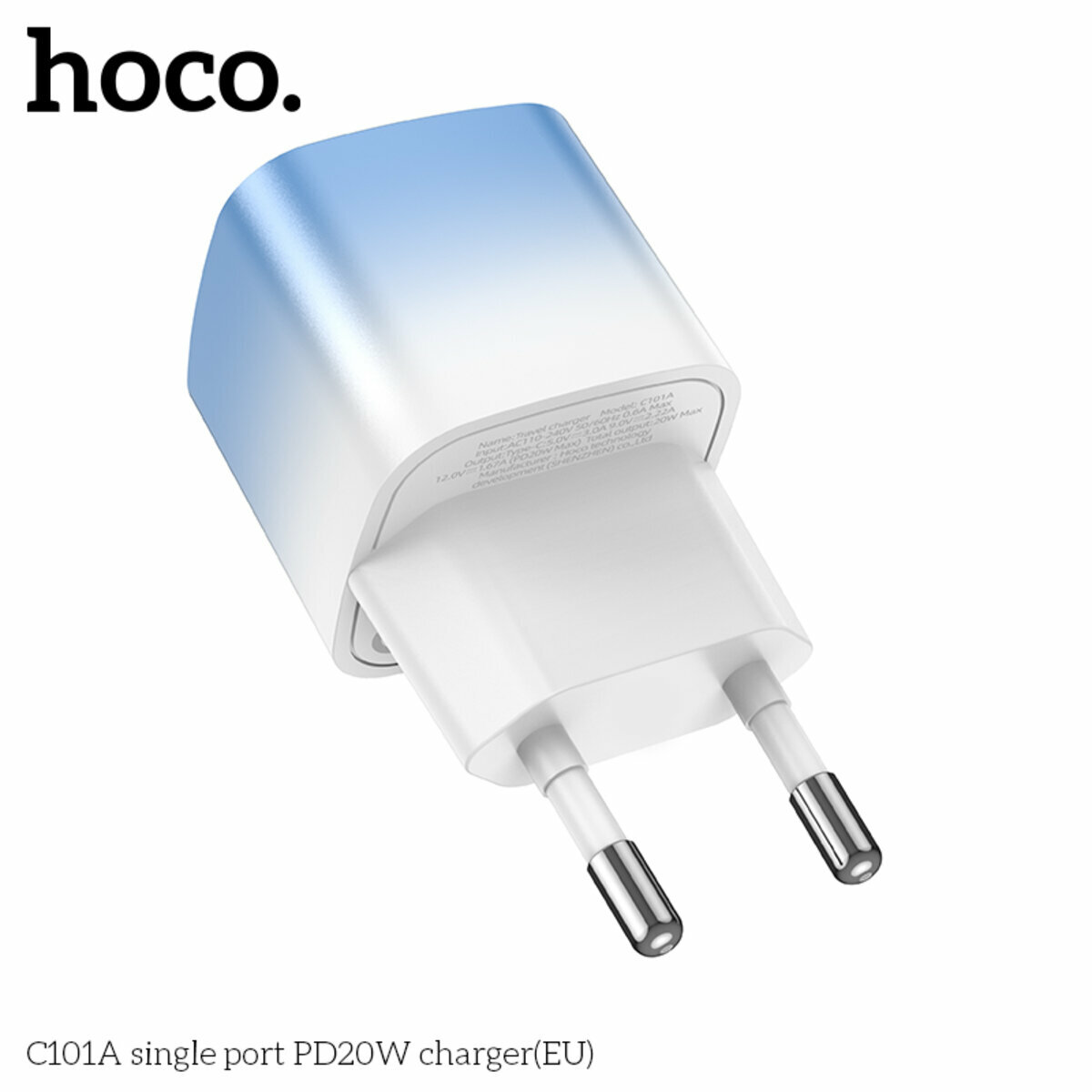 Мережевий зарядний пристрій Hoco C101A PD20W блакитний (HC-C101A-Blue) дивитися фото №7