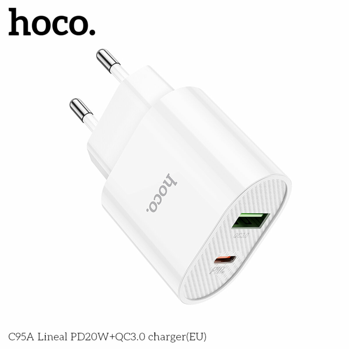 Мережевий зарядний пристрій Hoco C95A Lineal PD20W+QC3.0 білий (HC-C95A-White) дивитися фото №5