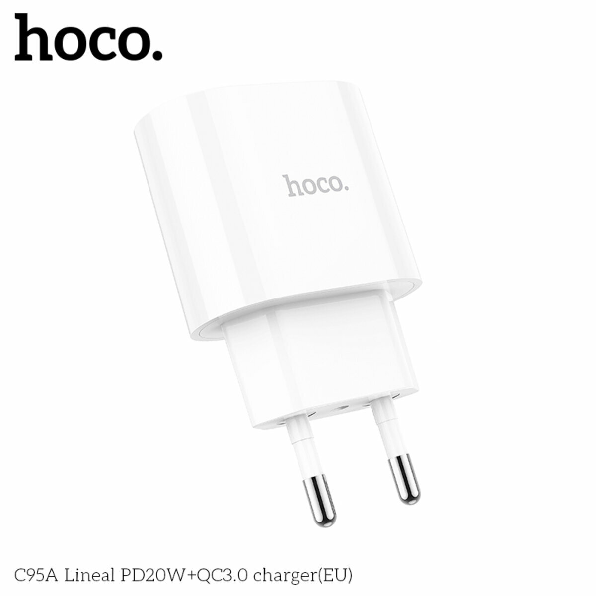 Мережевий зарядний пристрій Hoco C95A Lineal PD20W+QC3.0 білий (HC-C95A-White) дивитися фото №4