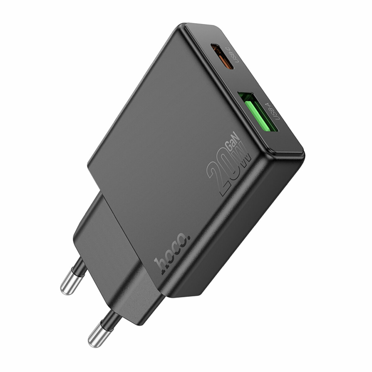 Мережевий зарядний пристрій Hoco N38 Delgado PD20W+QC3.0 чорний (HC-N38-Black) дивитися фото №1