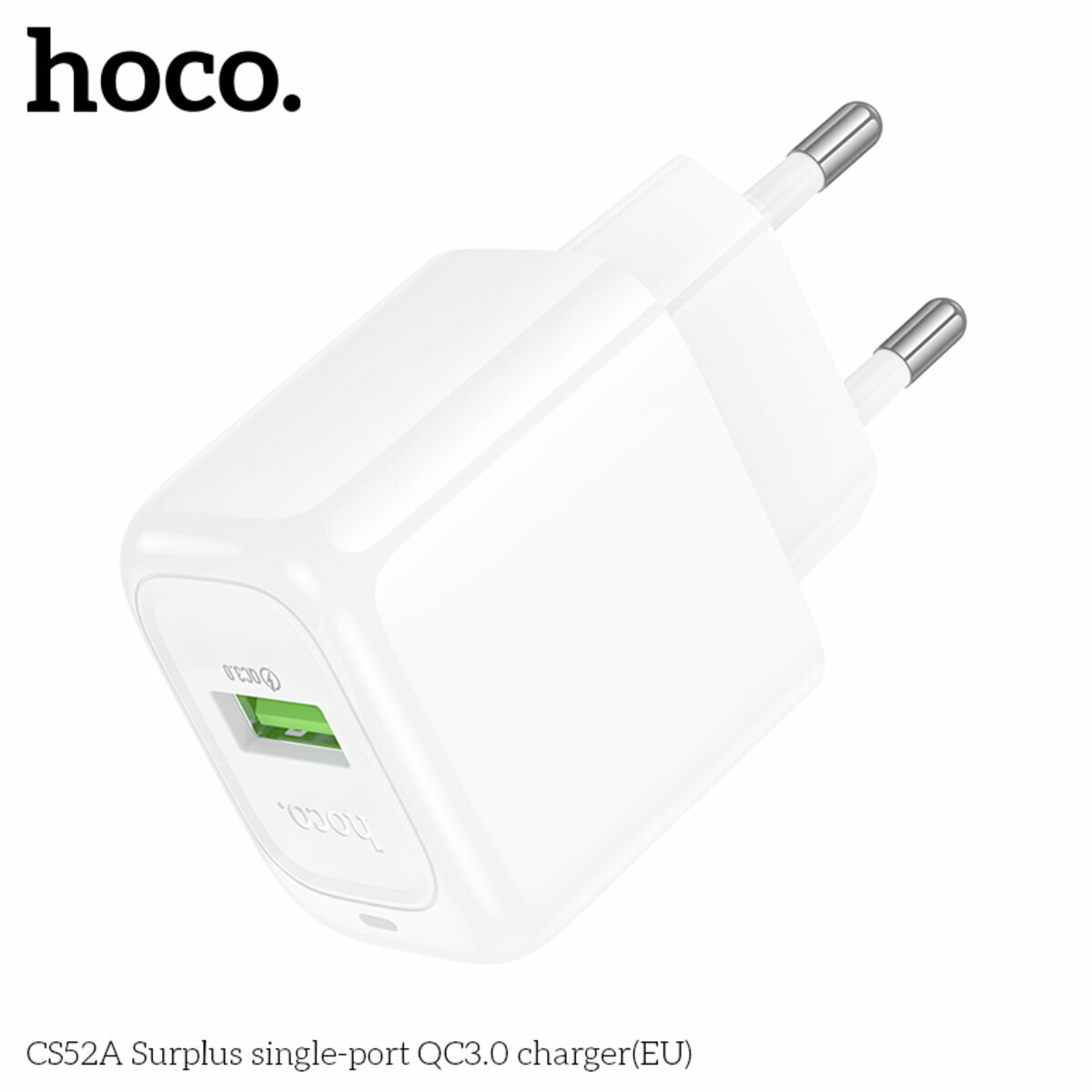 Мережевий зарядний пристрій Hoco CS52A Surplus QC3.0 білий (HC-CS52A-White) дивитися фото №6