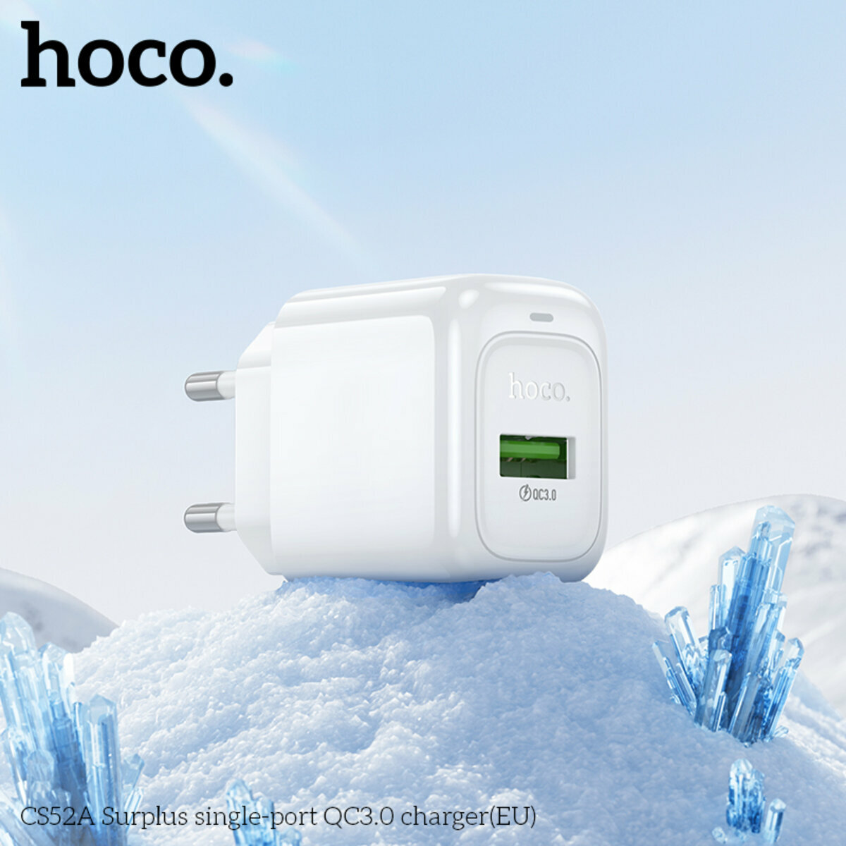 Мережевий зарядний пристрій Hoco CS52A Surplus QC3.0 білий (HC-CS52A-White) дивитися фото №3