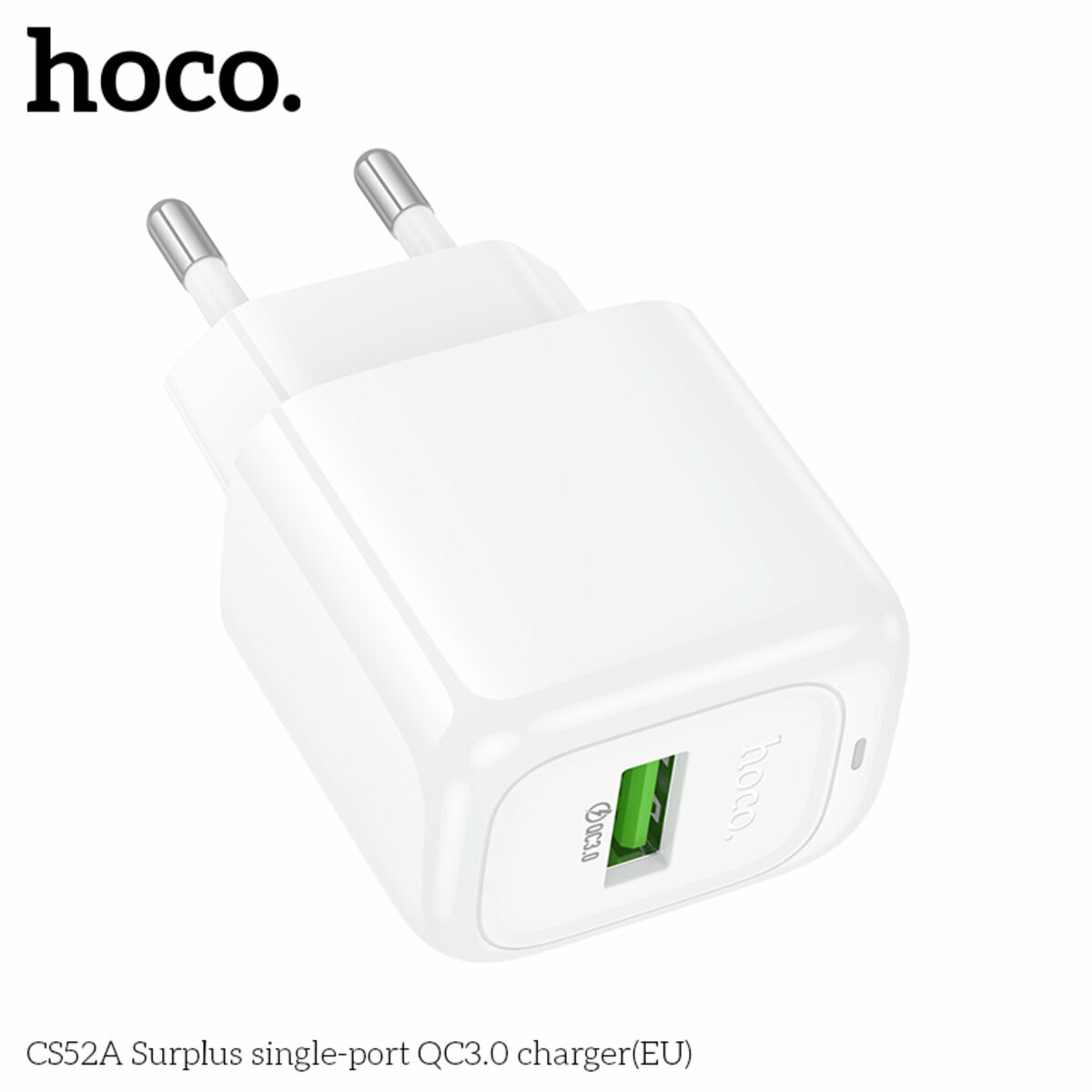 Мережевий зарядний пристрій Hoco CS52A Surplus QC3.0 білий (HC-CS52A-White) дивитися фото №8