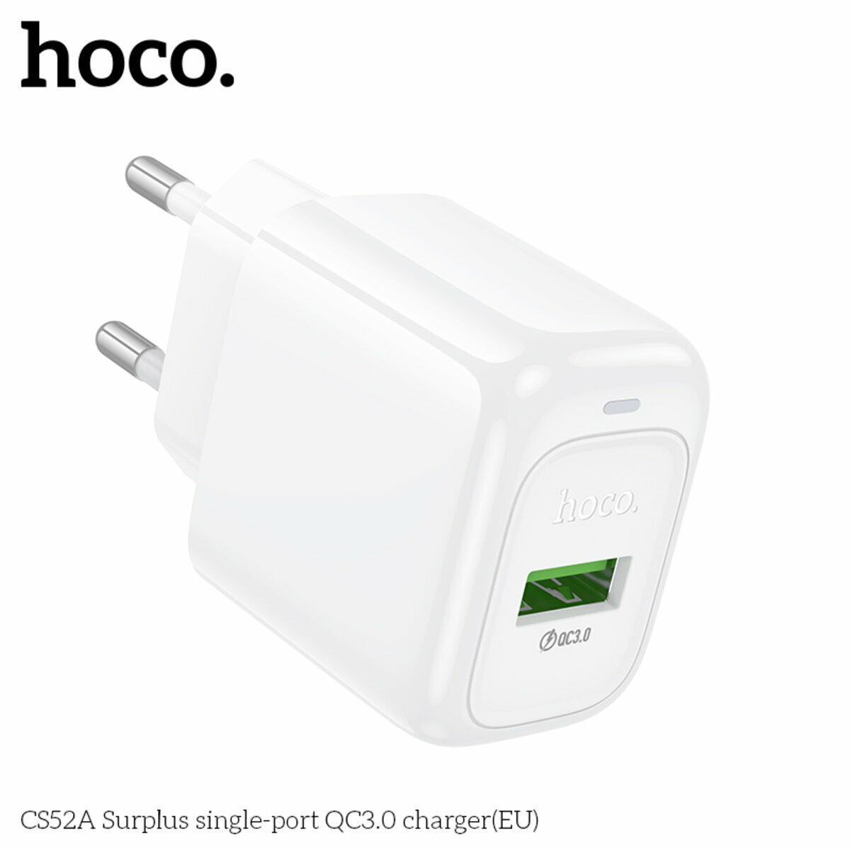 Мережевий зарядний пристрій Hoco CS52A Surplus QC3.0 білий (HC-CS52A-White) дивитися фото №7