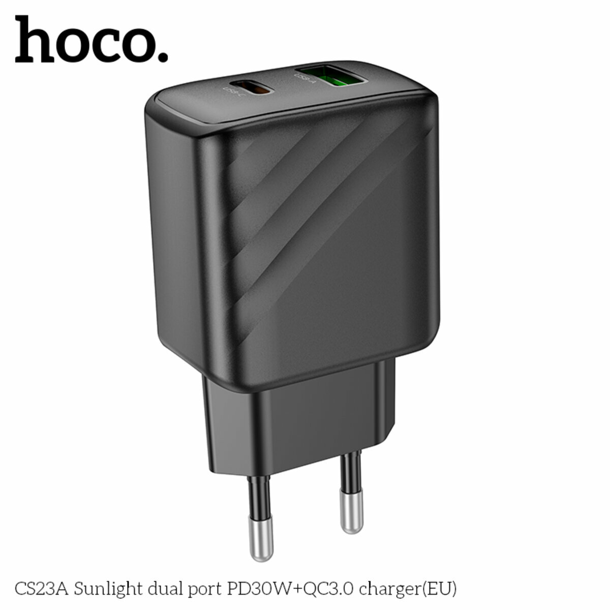 Мережевий зарядний пристрій Hoco CS23A Sunlight PD30W+QC3.0 чорний (HC-CS23A-Black) дивитися фото №8