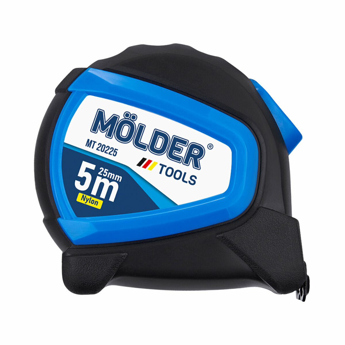 Рулетка Molder нейлонова з автостопом та магнітним зачепом 5м, 25мм (MT20225) дивитися фото №1