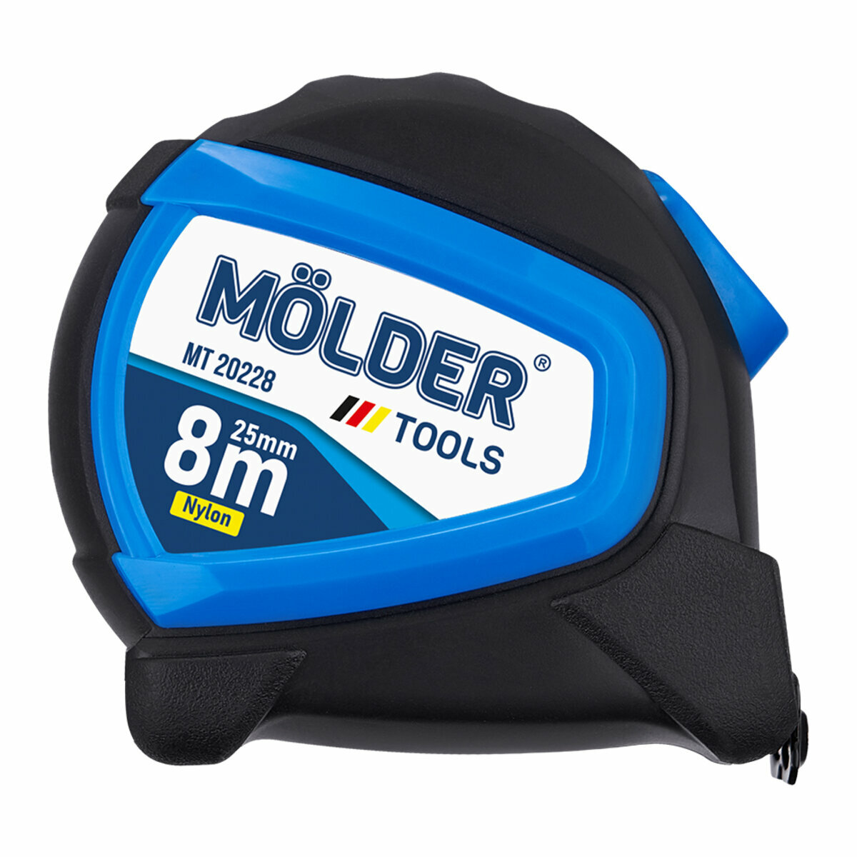 Рулетка Molder нейлоновая с автостопом и магнитным зацепом 8м, 25мм (MT20228) смотреть фото №1