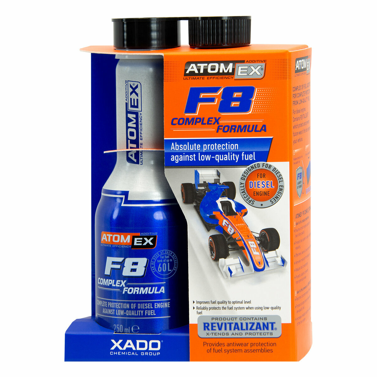 Защита двигателя внутреннего сгорания Atomex Xado F8 Complex Formula (дизель) 250мл (XA 40213_10) смотреть фото №1